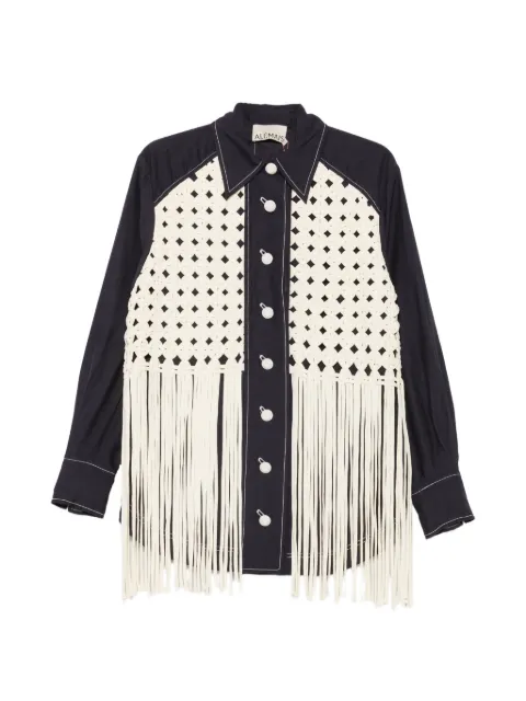 ALEMAIS fringe-trim woven-panel shirt