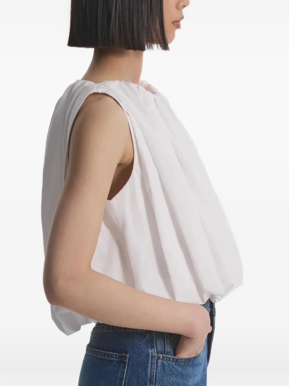 CO COLLECTION Bubble gerimpelde mouwloze top Wit