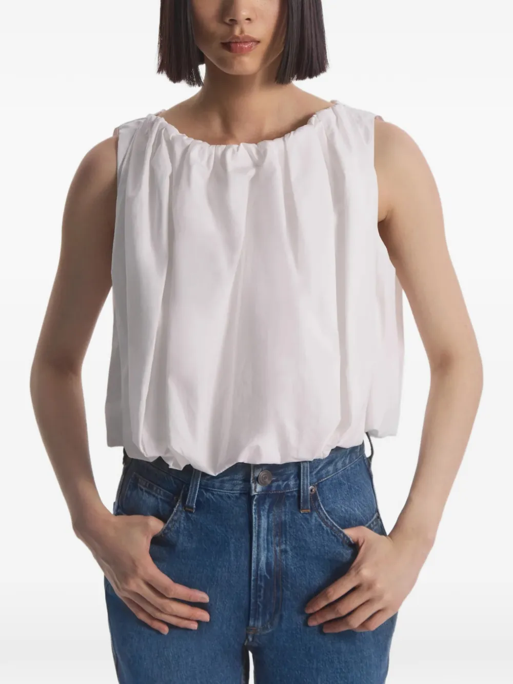 CO COLLECTION Bubble gerimpelde mouwloze top Wit