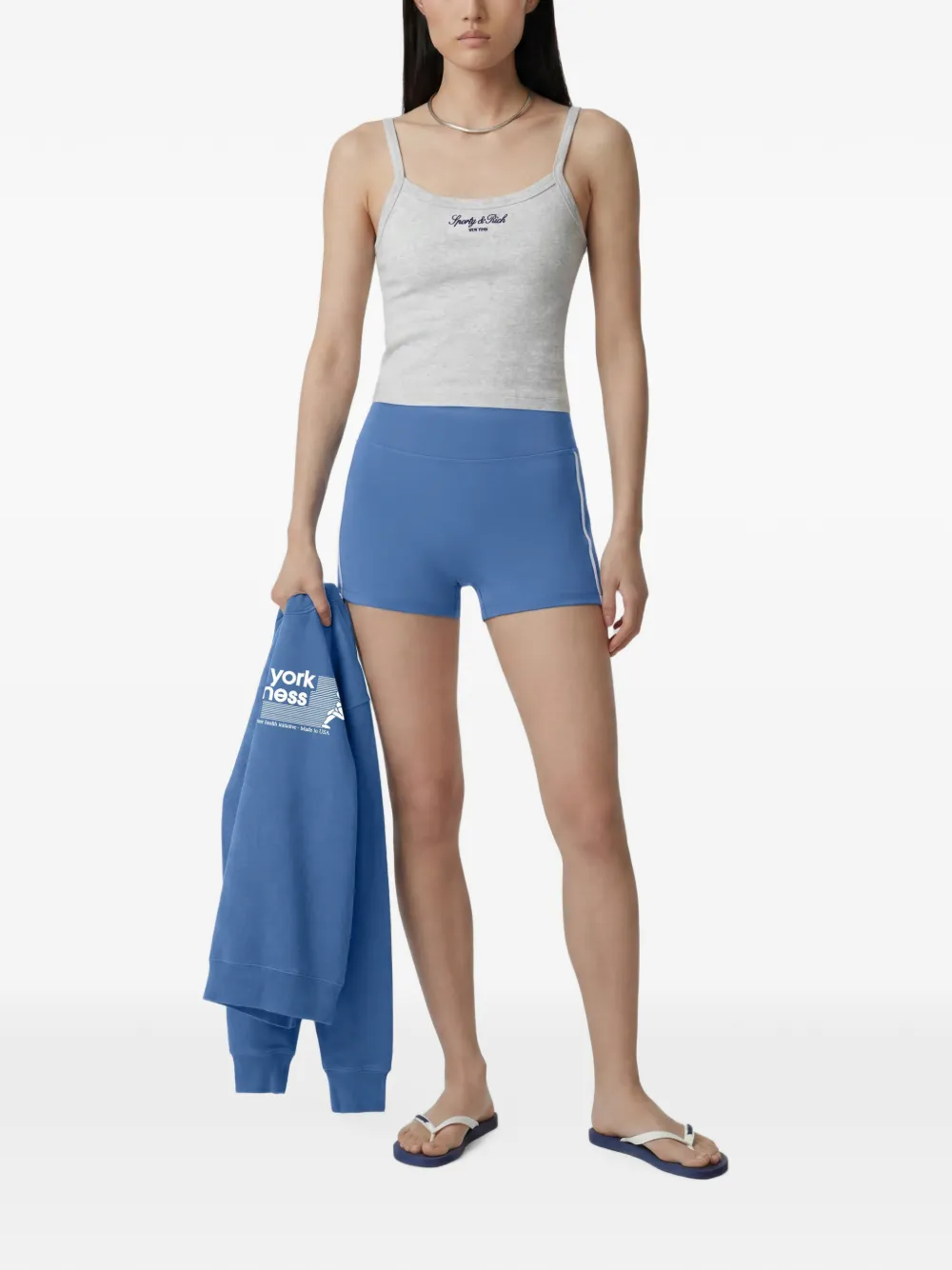 Sporty & Rich Shorts met zijstreep Blauw