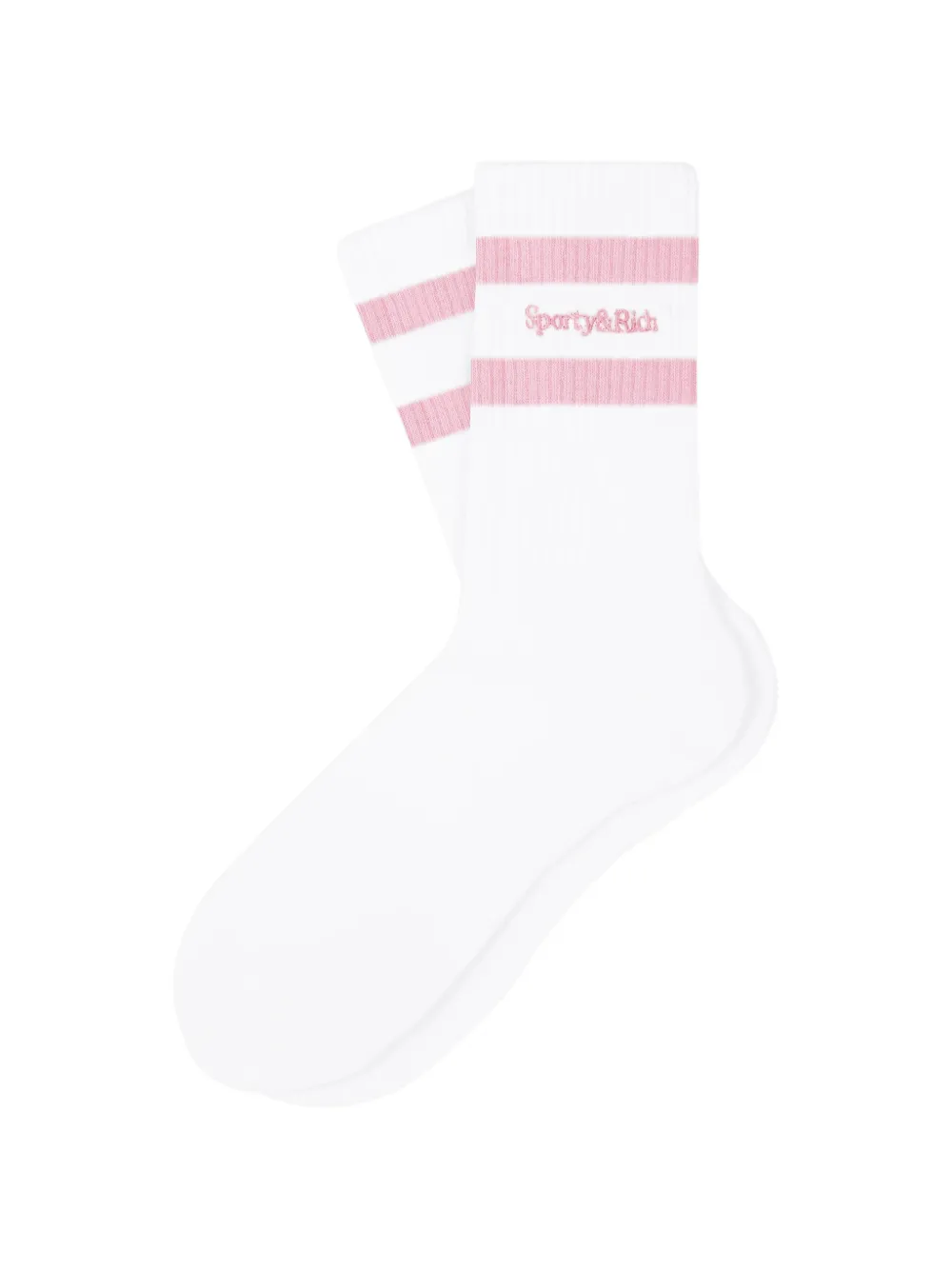 Sporty & Rich Gestreifte Serif Socken mit Logo-Stickerei - Weiß