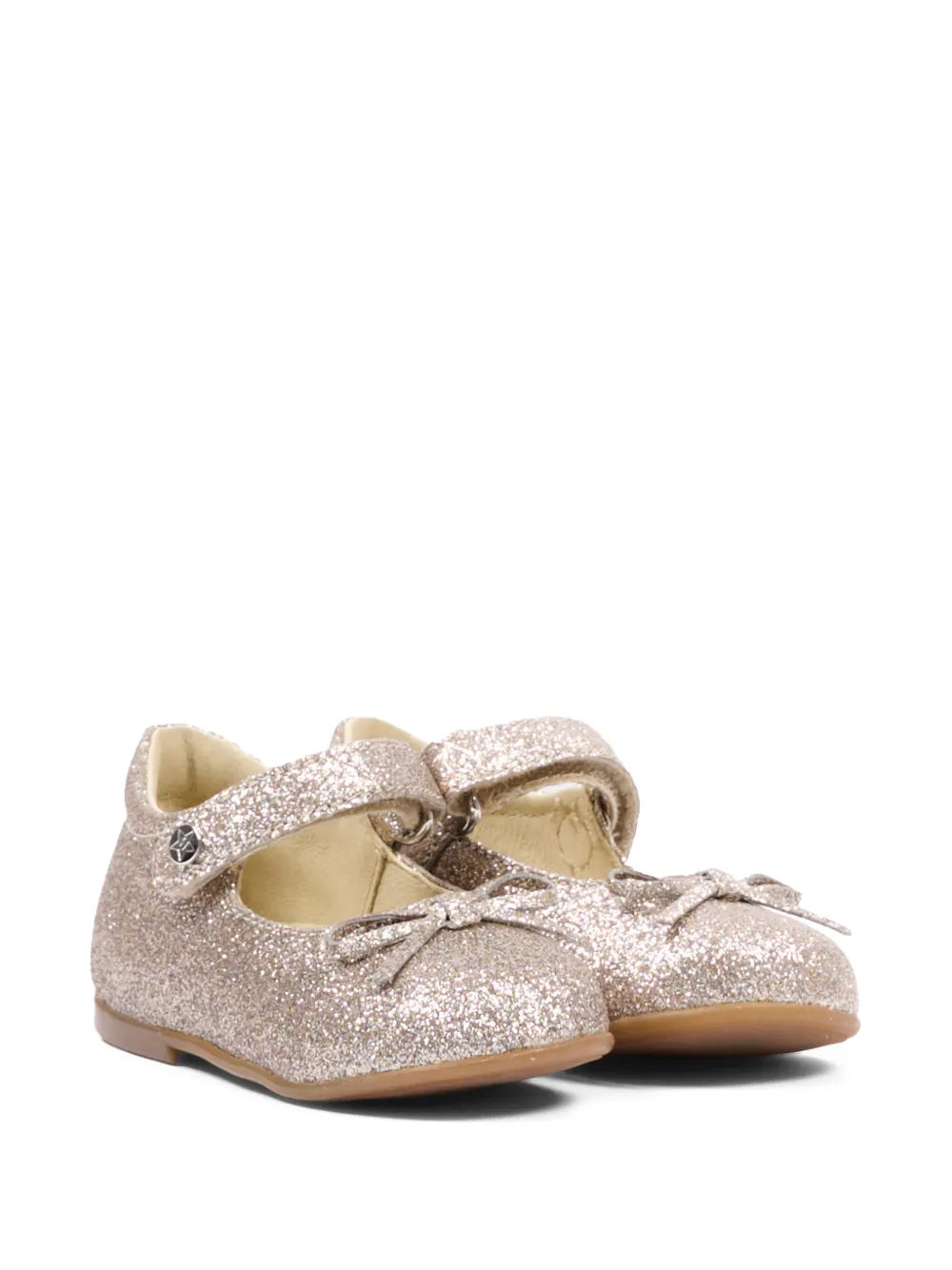 NATURINO glitter-detail bow ballet flats - Oro