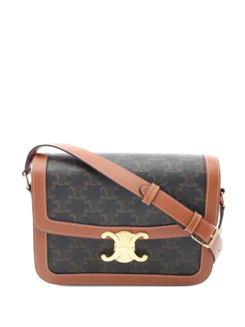 Celine Pre-Owned 2015-2026 Teen Triomphe Coated Canvas and Calfskin Triomphe crossbody bag