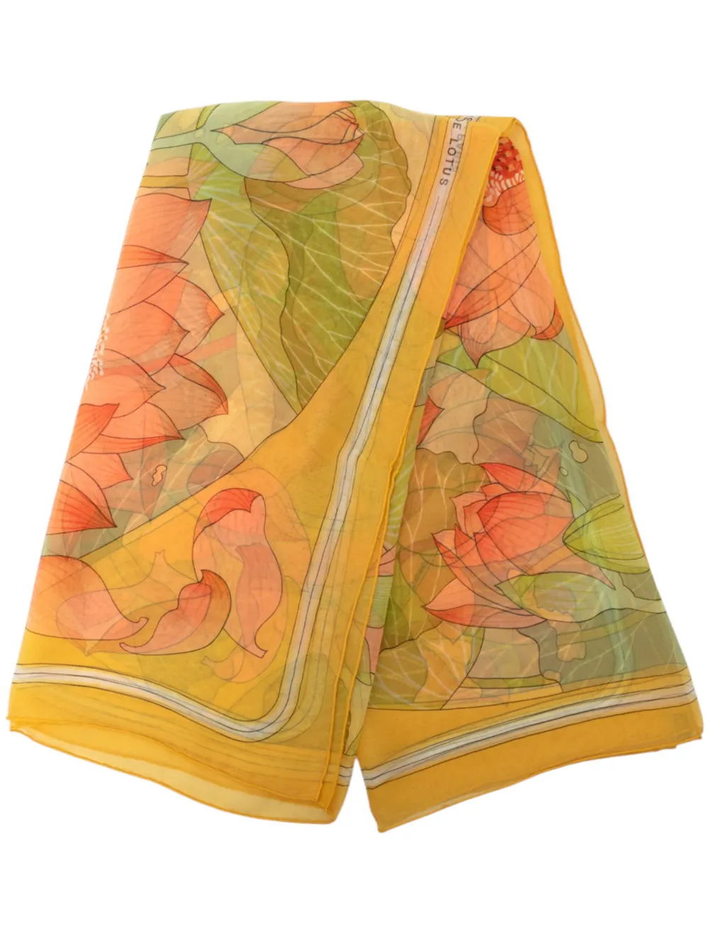 Hermès Pre-Owned 2000-2026 Fleurs De Lotus Mousseline Silk Scarf 90 scarves - Giallo