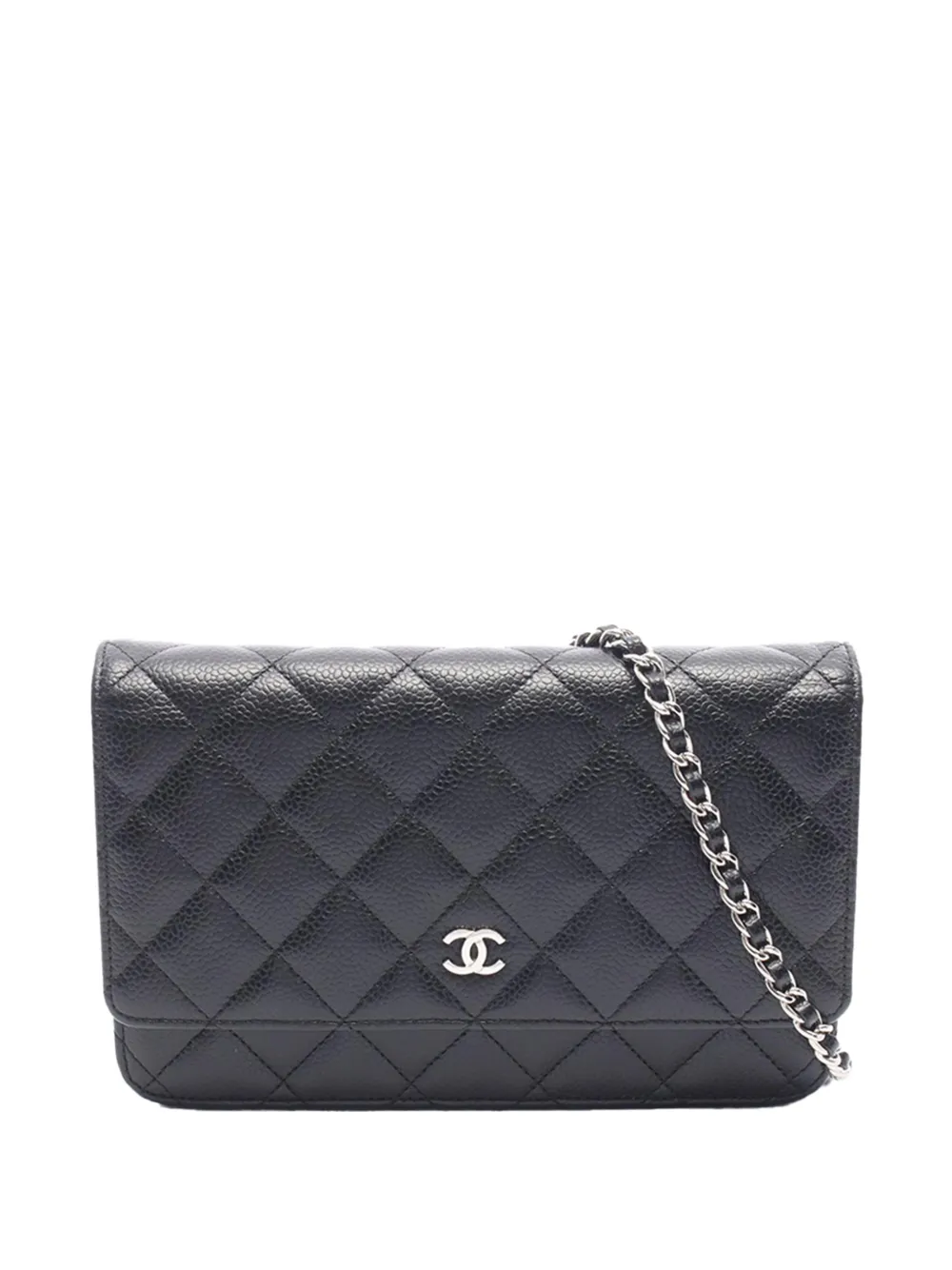 CHANEL Pre-Owned 2016-2017 CC Quilted Caviar Wallet on Chain crossbody bag - Nero