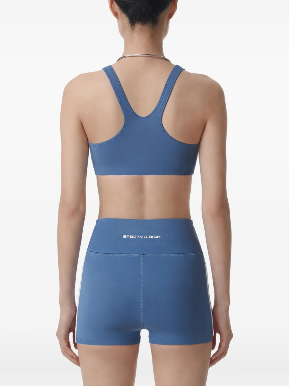 Sporty & Rich Sport-bh met racerback en logo-print Blauw