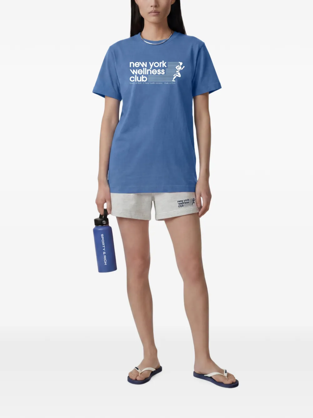 Sporty & Rich USA Wellness Club T-shirt met grafische print Blauw