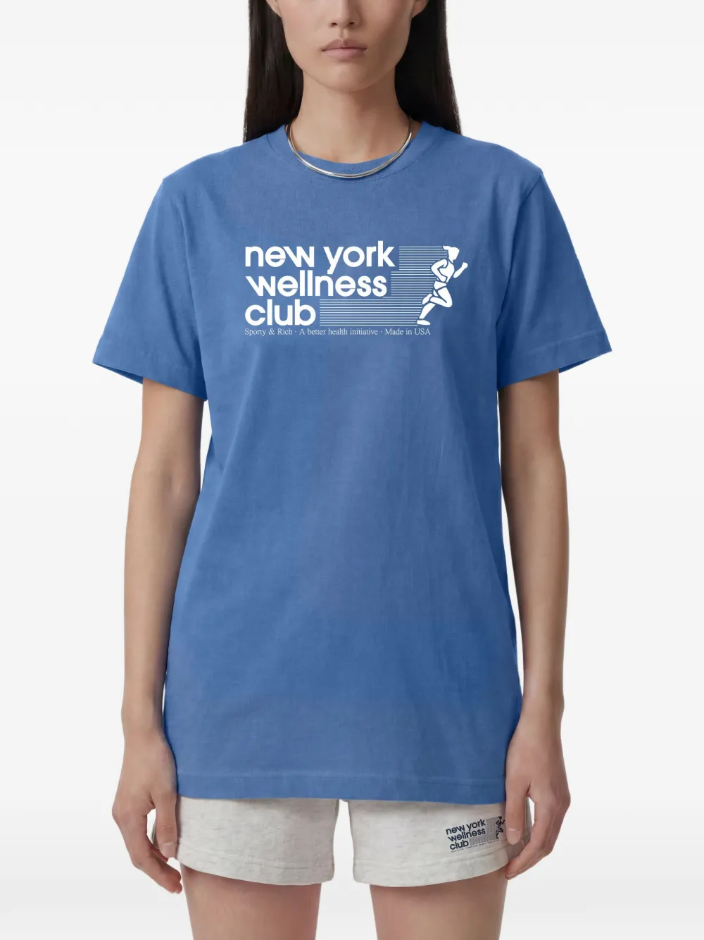Sporty & Rich USA Wellness Club T-shirt met grafische print Blauw