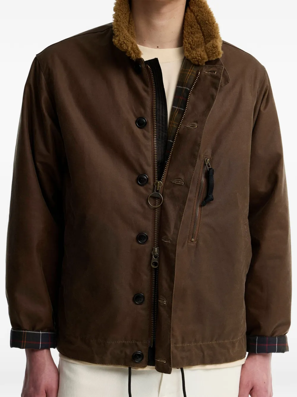 Barbour Jack met fleece kraag Bruin