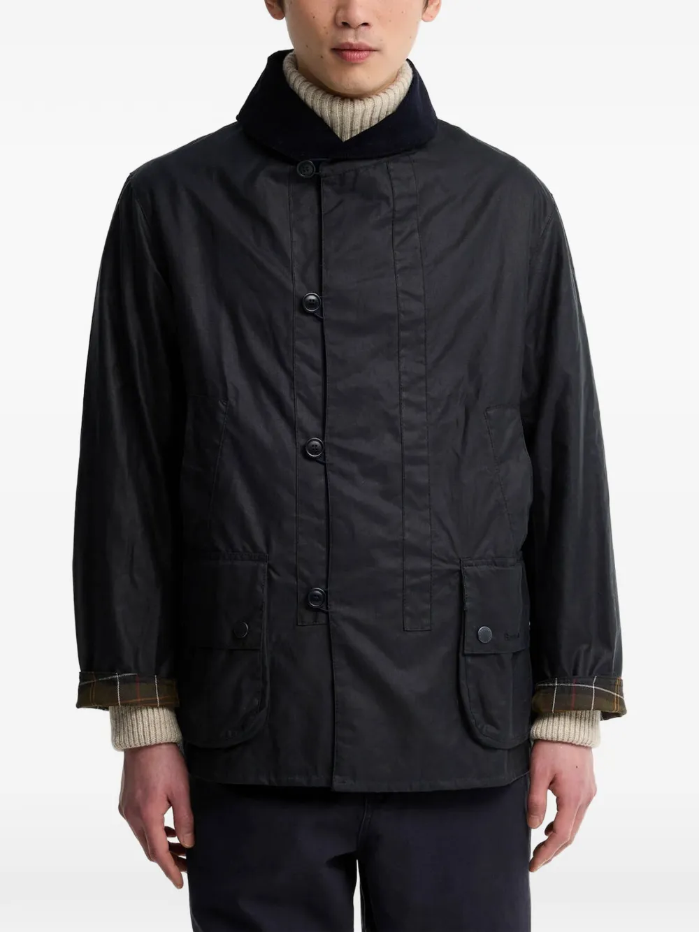 Barbour Macdale jack met ribfluwelen kraag van gewaxt katoen Blauw