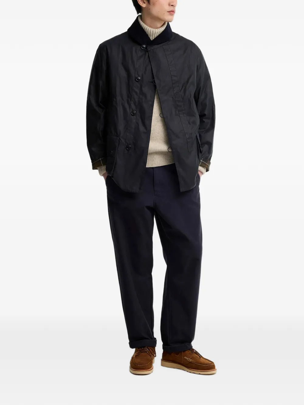Barbour Macdale jack met ribfluwelen kraag van gewaxt katoen Blauw