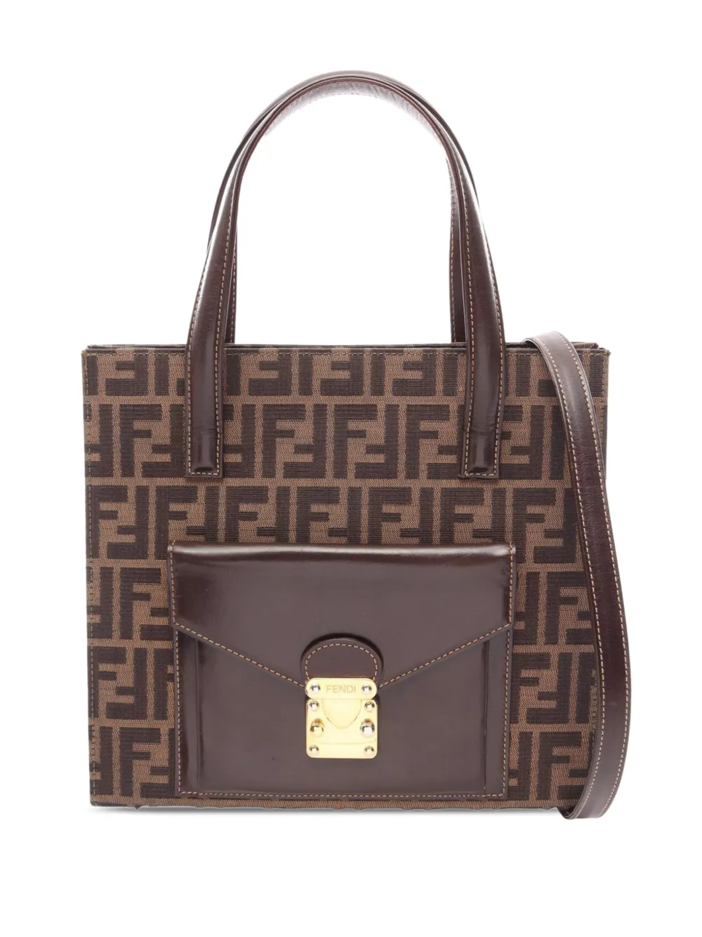 Pre-owned Fendi 20th Century Zucca Canvas Satchel In Brown