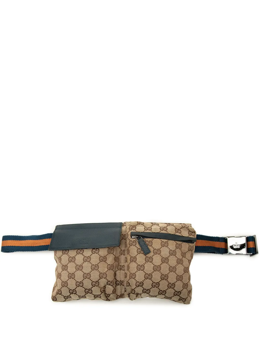 Gucci Pre-Owned 2000-2015 GG Canvas Web Double Pocket belt bag - Toni neutri