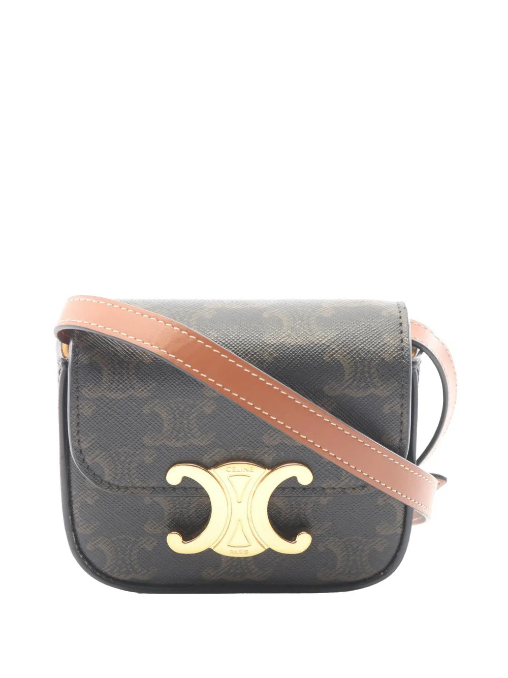 Celine Pre-Owned 2000-2026 Mini Triomphe Coated Canvas Claude crossbody bag - Marrone