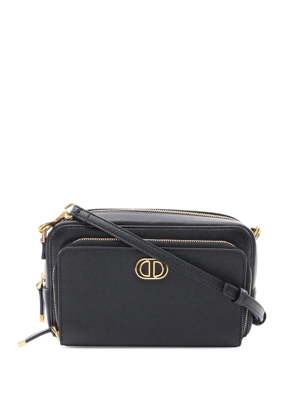Christian Dior Pre-Owned 2000-2026 Caro Double Pouch Umhängetasche aus gekörntem Kalbsleder - Schwarz
