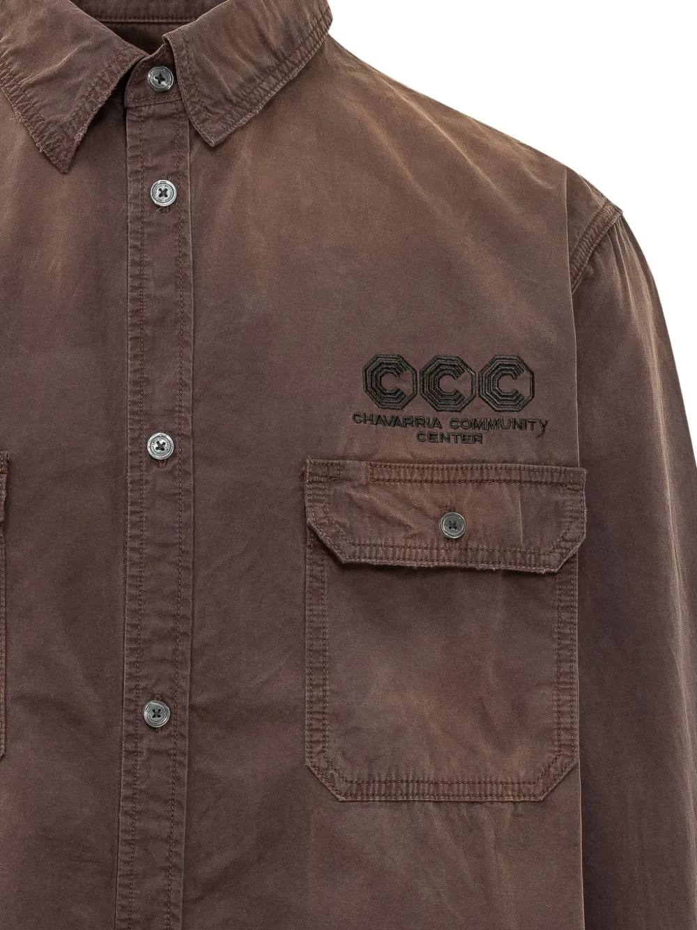Willy Chavarria Corcoran logo-embroidered workwear overshirt Bruin