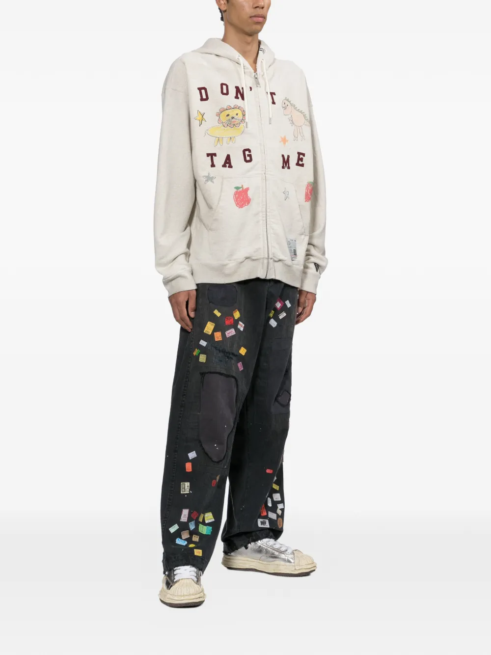 Maison MIHARA YASUHIRO Kids Doodle hoodie met rits Beige