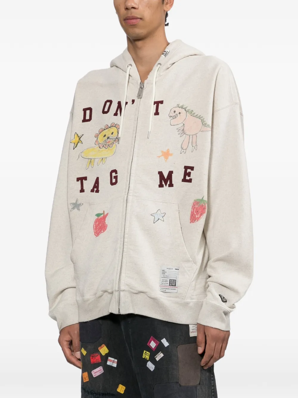 Maison MIHARA YASUHIRO Kids Doodle hoodie met rits Beige