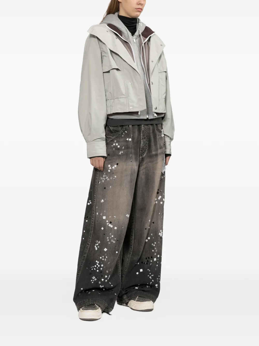 Maison MIHARA YASUHIRO embellished wide-leg pants Grijs
