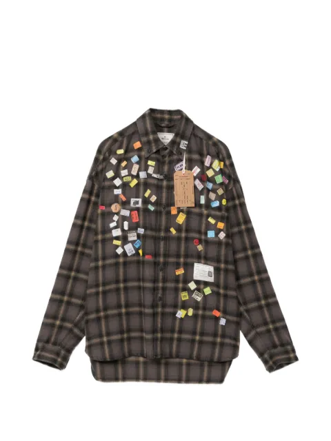Maison MIHARA YASUHIRO price-sticker printed check shirt