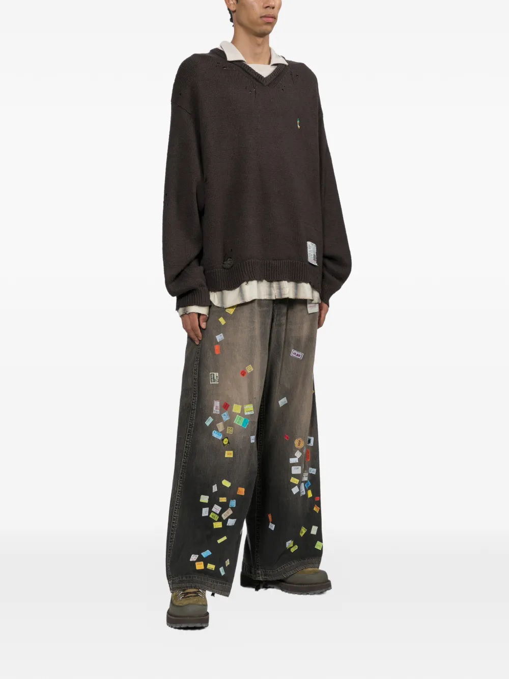 Maison MIHARA YASUHIRO triple layered collar sweater Zwart