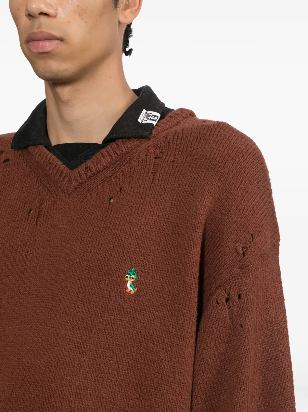 Maison MIHARA YASUHIRO triple layered collar sweater Bruin