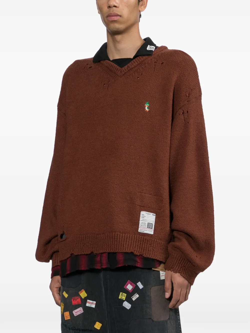 Maison MIHARA YASUHIRO triple layered collar sweater Bruin