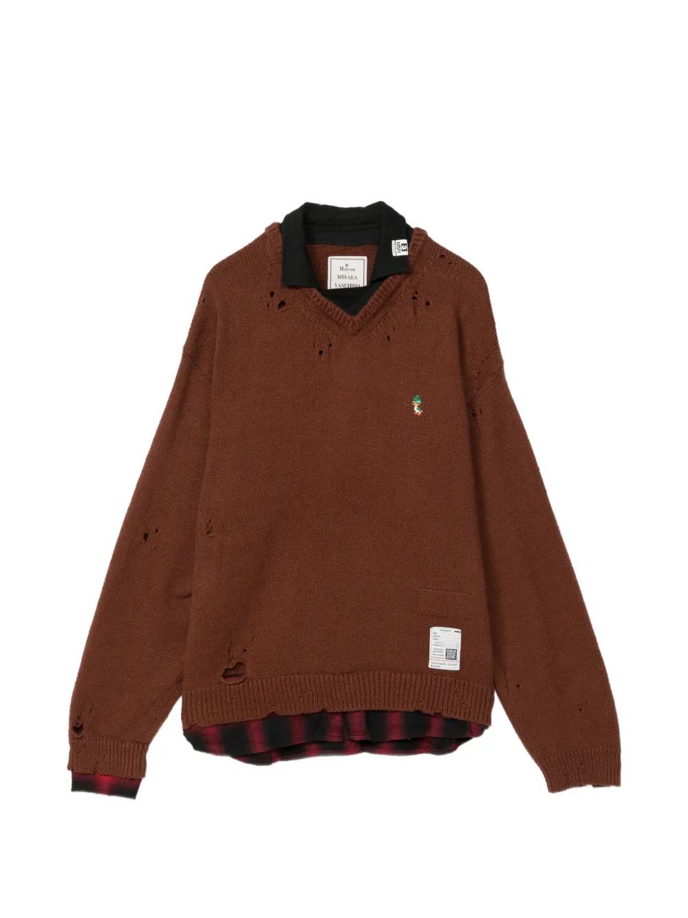 Maison MIHARA YASUHIRO triple layered collar sweater - Brown