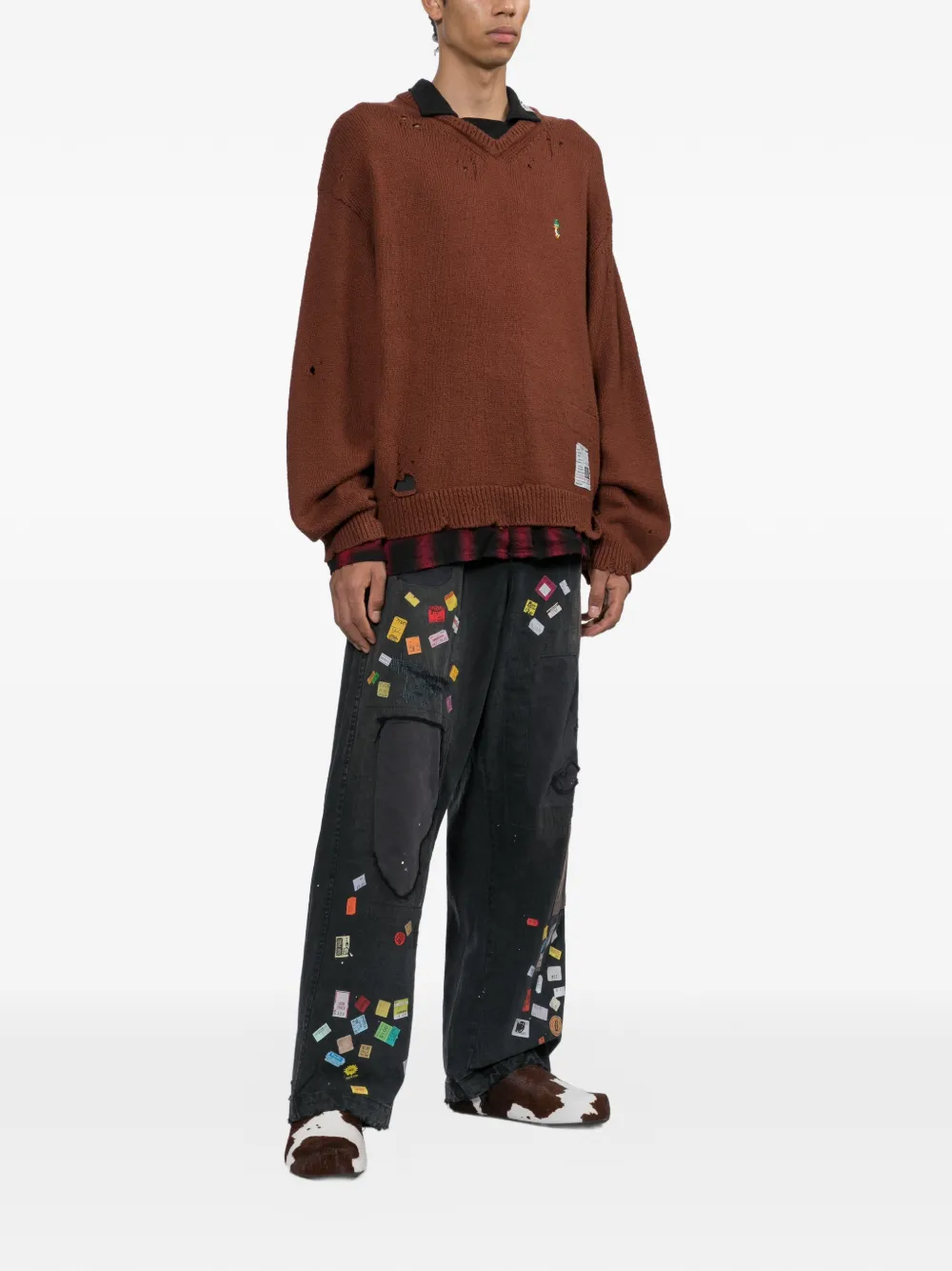Maison MIHARA YASUHIRO triple layered collar sweater Bruin