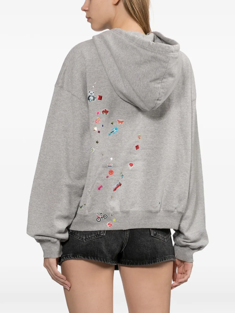 Maison MIHARA YASUHIRO kids sticker-printed zip-up hoodie Grijs