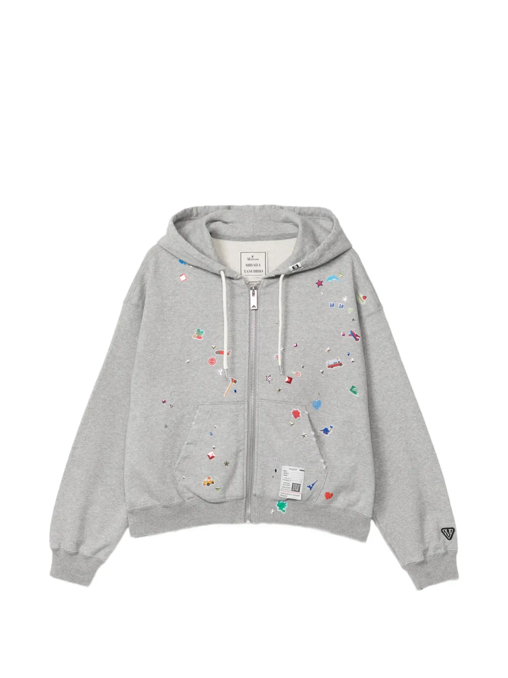 Maison MIHARA YASUHIRO kids sticker-printed zip-up hoodie - Grey