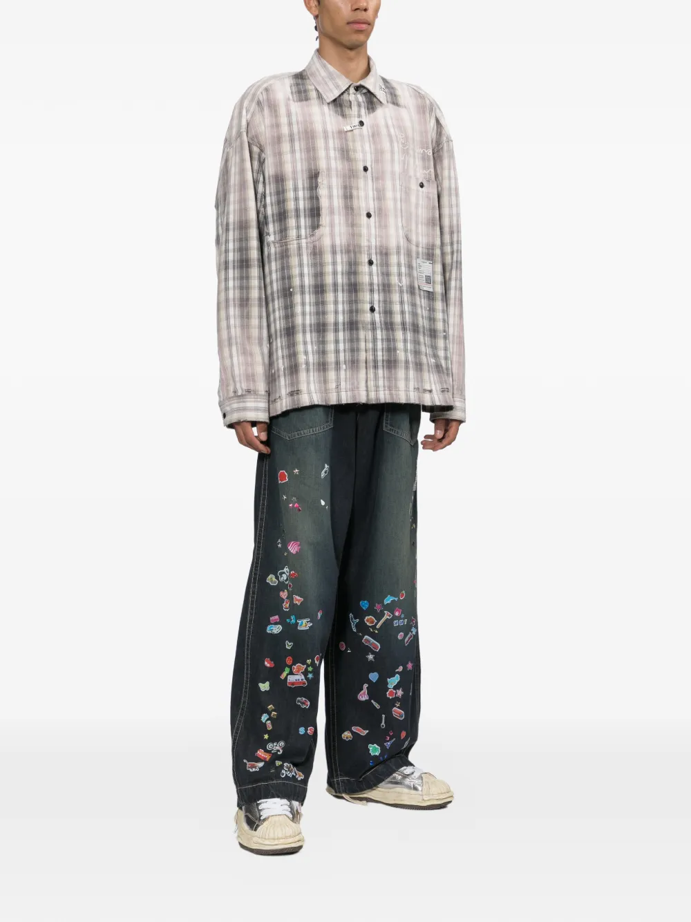 Maison MIHARA YASUHIRO Jeans met sticker-print Blauw