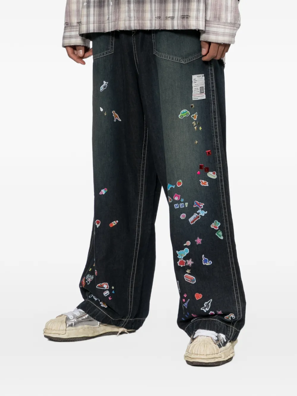 Maison MIHARA YASUHIRO Jeans met sticker-print Blauw
