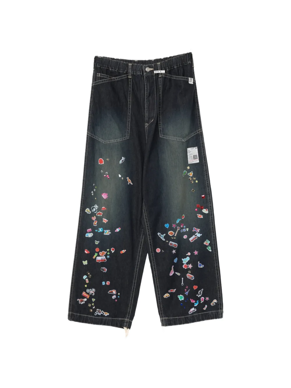 Maison MIHARA YASUHIRO Jeans con stampa adesivi - Blu