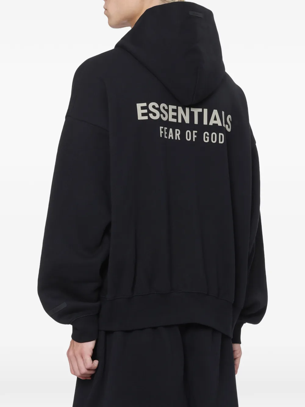 FEAR OF GOD ESSENTIALS Hoodie met logoprint en rits Zwart