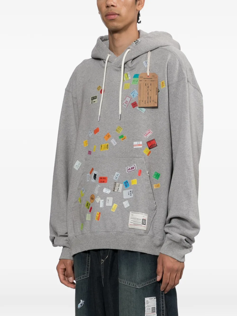 Maison MIHARA YASUHIRO Hoodie met print en prijskaartje Grijs