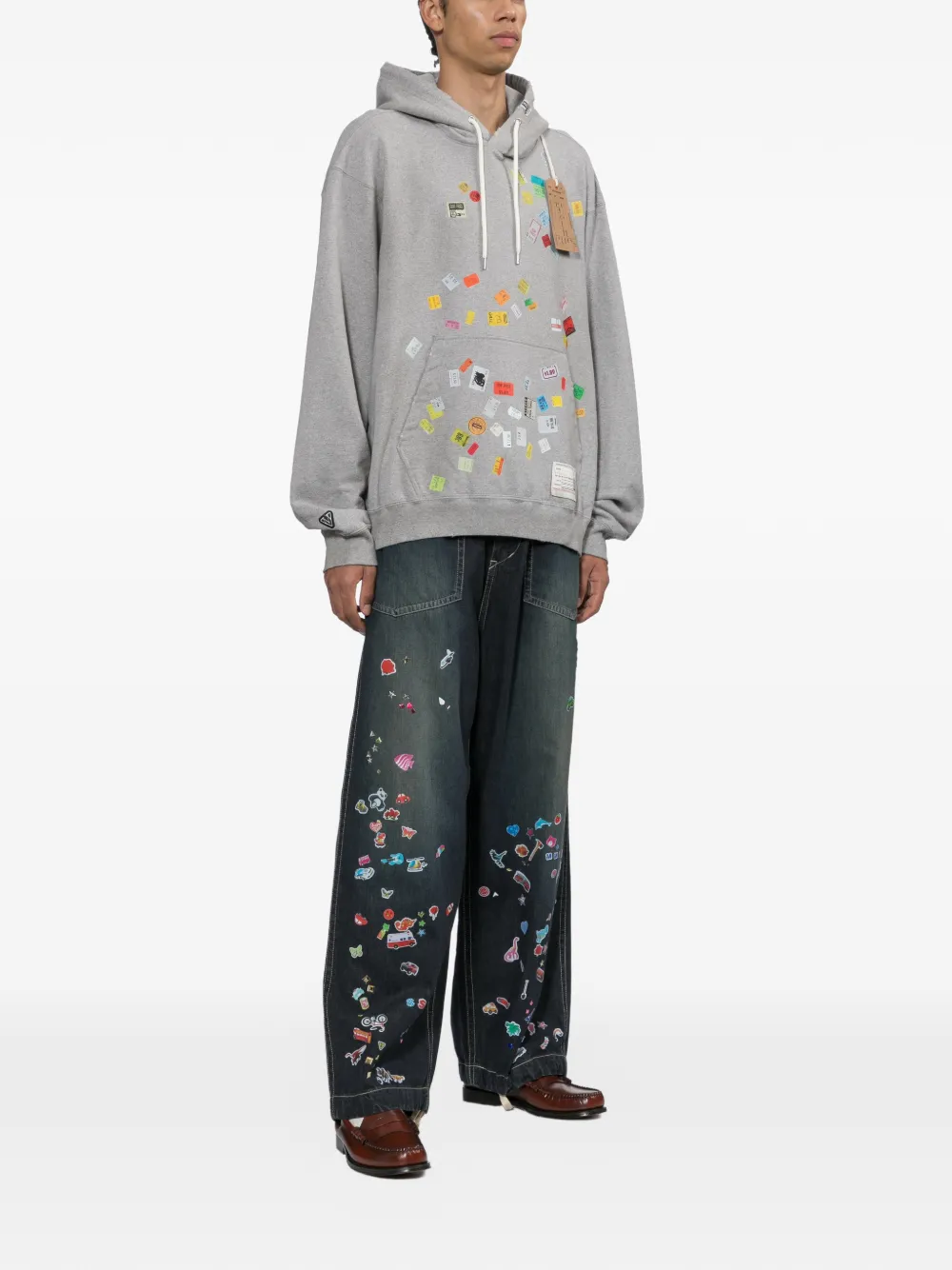 Maison MIHARA YASUHIRO Hoodie met print en prijskaartje Grijs