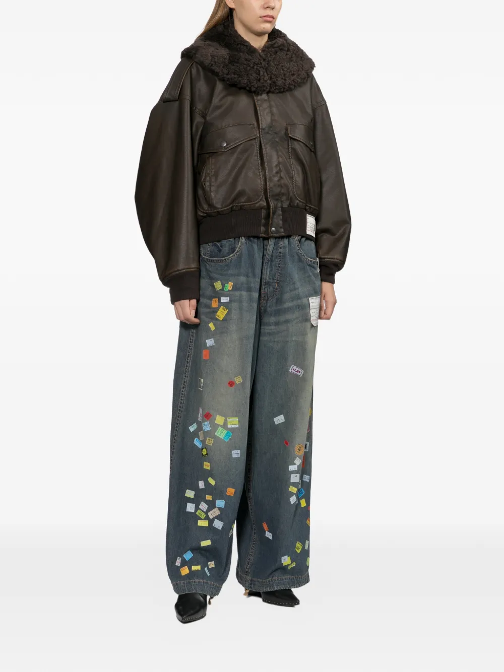 Maison MIHARA YASUHIRO Gecoat jack met afneembare kraag Bruin