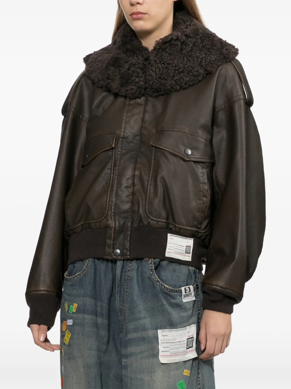Maison MIHARA YASUHIRO Gecoat jack met afneembare kraag Bruin