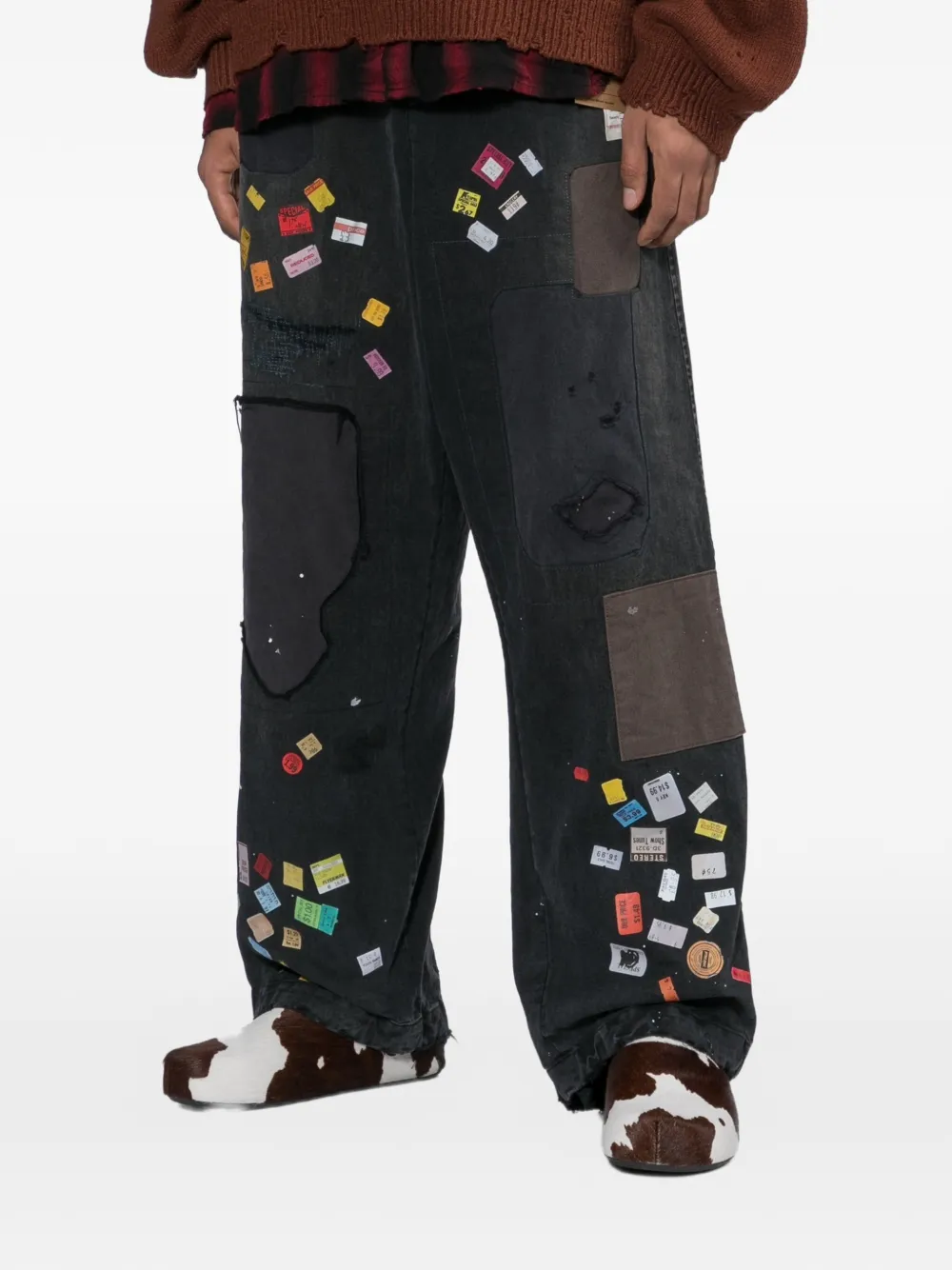 Maison MIHARA YASUHIRO Kids Baker denim broek met print Zwart