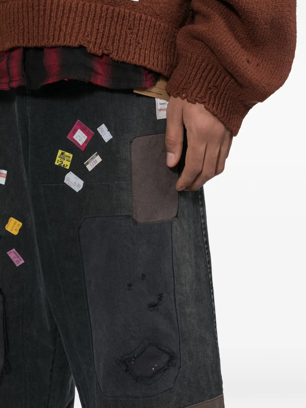 Maison MIHARA YASUHIRO Kids Baker denim broek met print Zwart