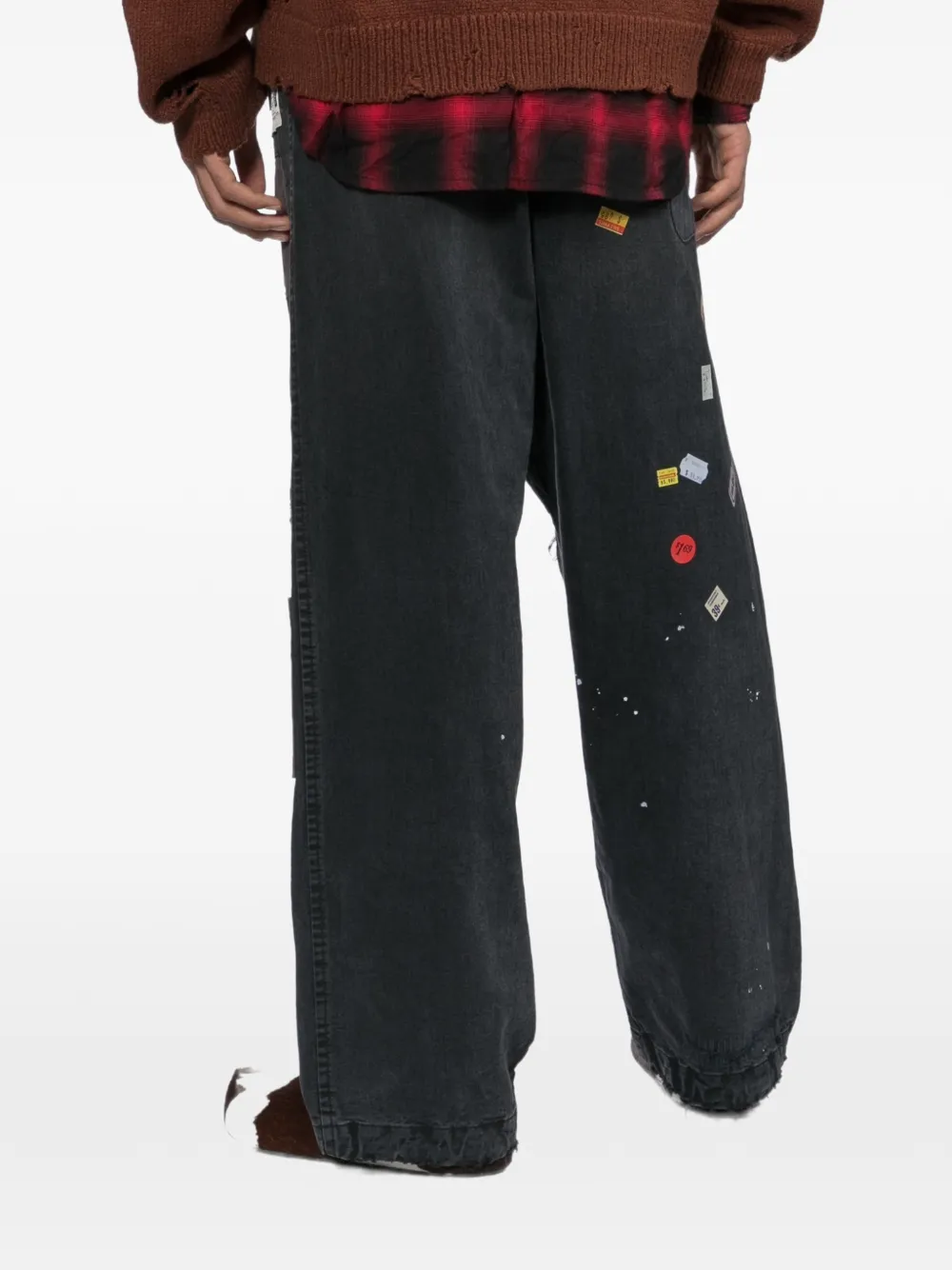 Maison MIHARA YASUHIRO Kids Baker denim broek met print Zwart