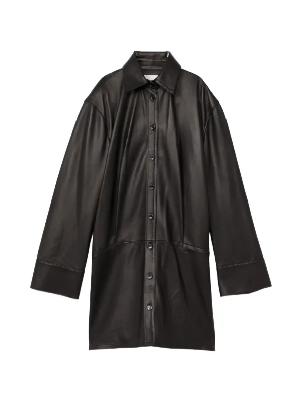 Halfboy Button-down Leather Dress in Brown