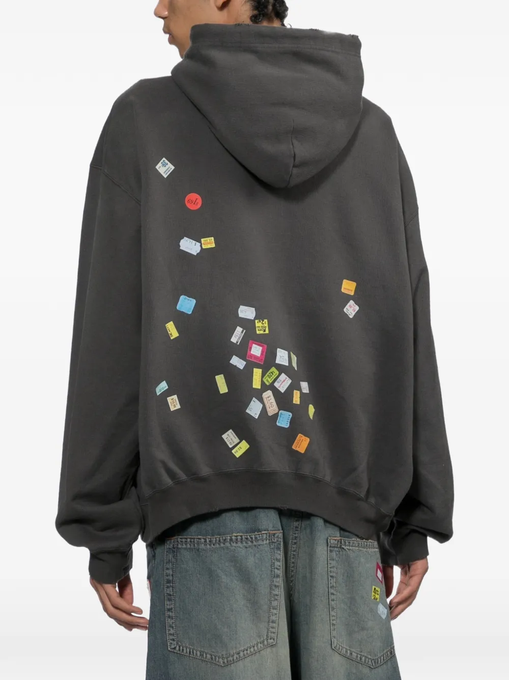 Maison MIHARA YASUHIRO Hoodie met prijskaartjesticker-print Grijs