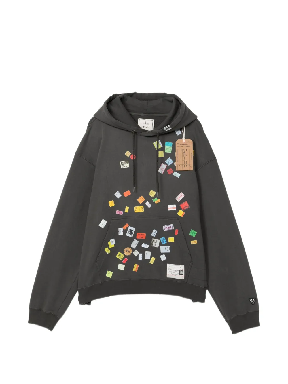Maison MIHARA YASUHIRO price-tag sticker printed hoodie - Grey
