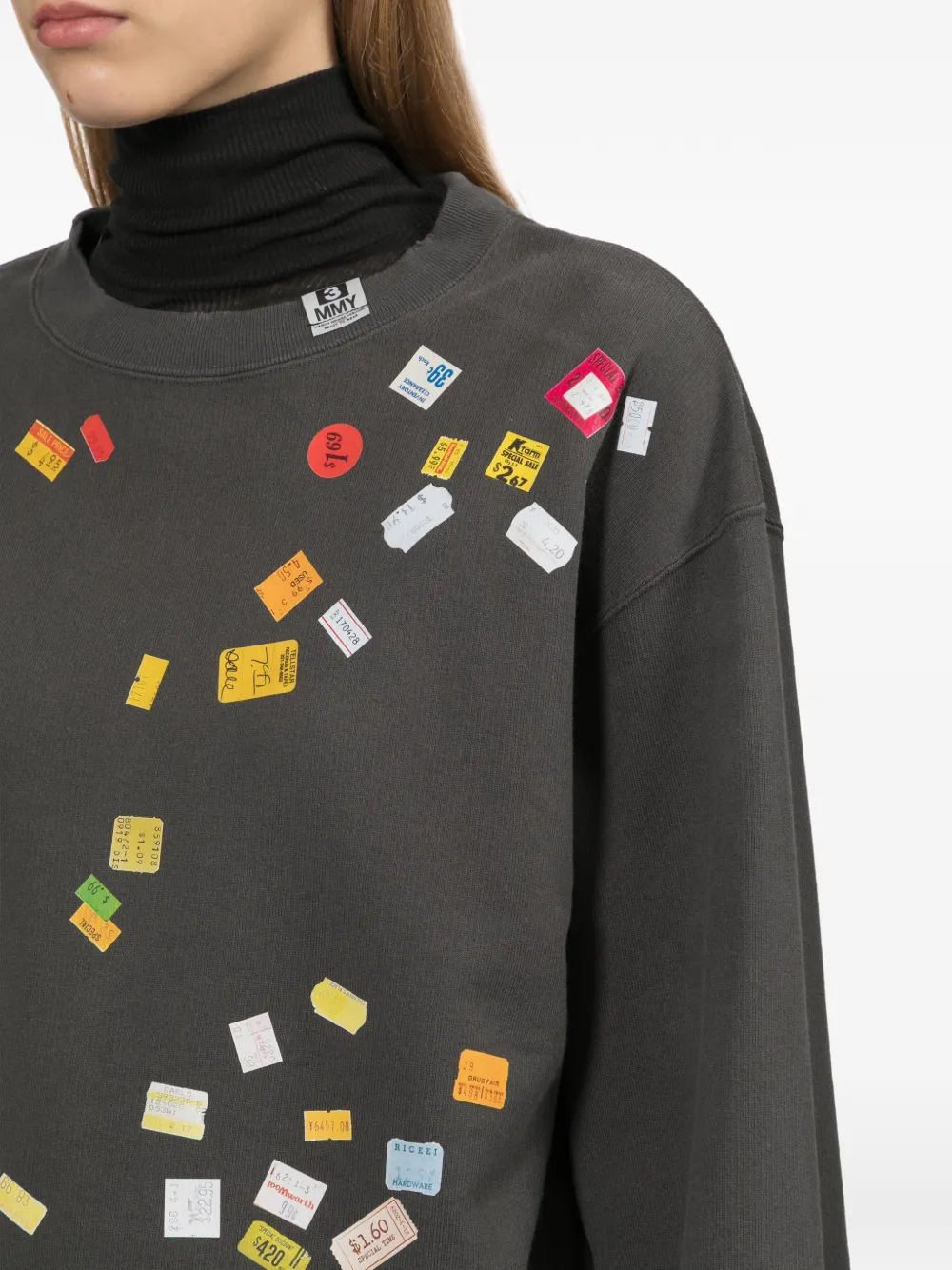 Maison MIHARA YASUHIRO price tag sticker-printed sweater Grijs