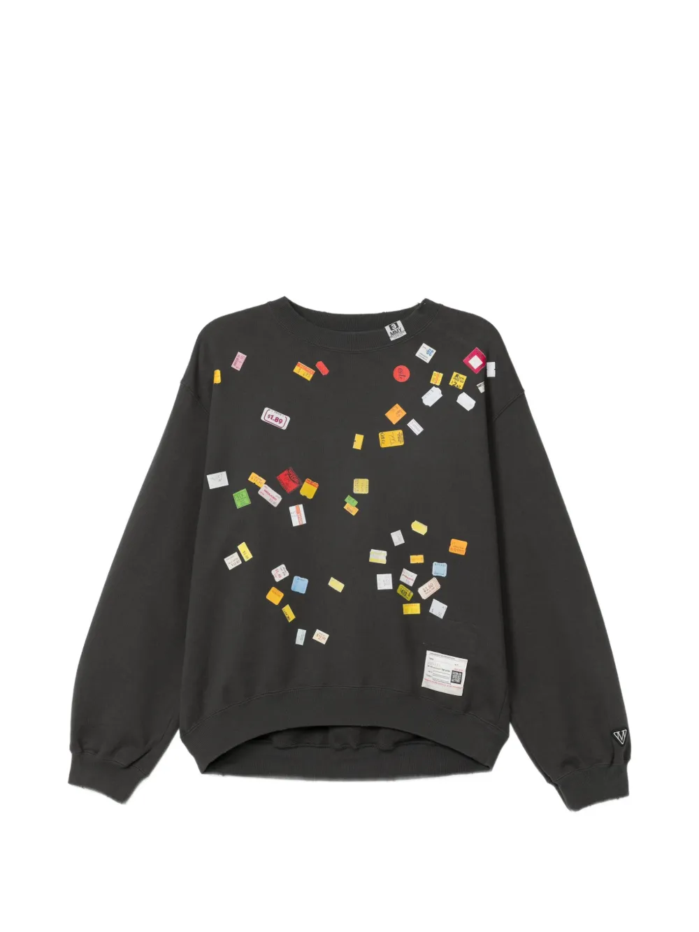 Miharayasuhiro Price Tag Sticker-printed Sweater In Gray
