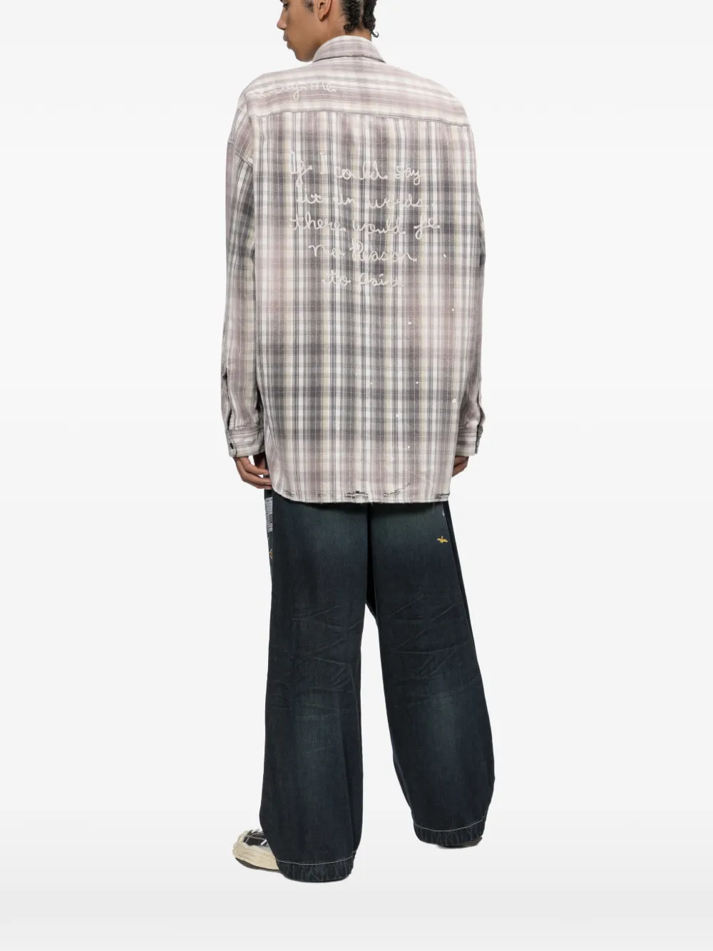 Maison MIHARA YASUHIRO Geruit overhemd met vintage-effect Zwart