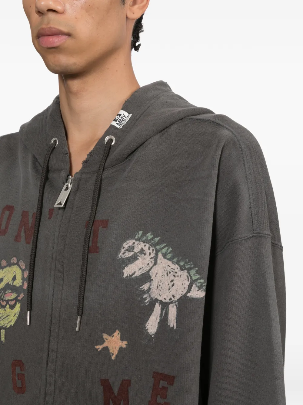 Maison MIHARA YASUHIRO Kids Doodle hoodie met print en rits Grijs