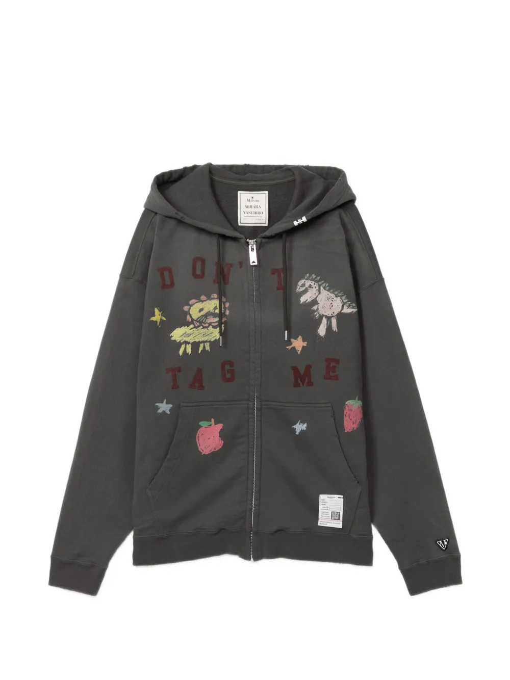 Maison MIHARA YASUHIRO Kids Doodle printed zip-up hoodie - Grey